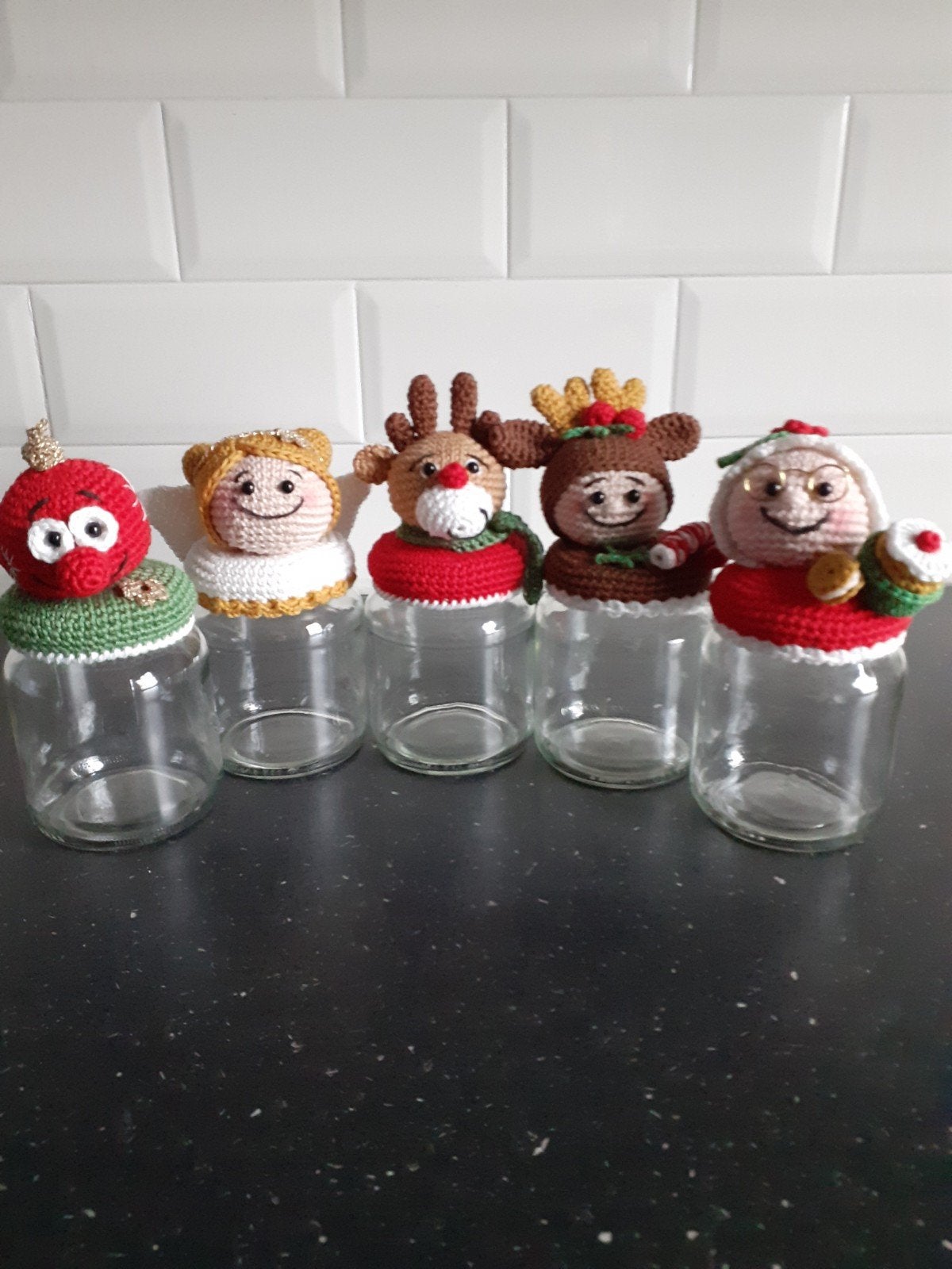 Gehaakte kerstpotjes - diverse figuren, Meerkleurig, Overige stijlen, Nieuw, Ophalen of Verzenden