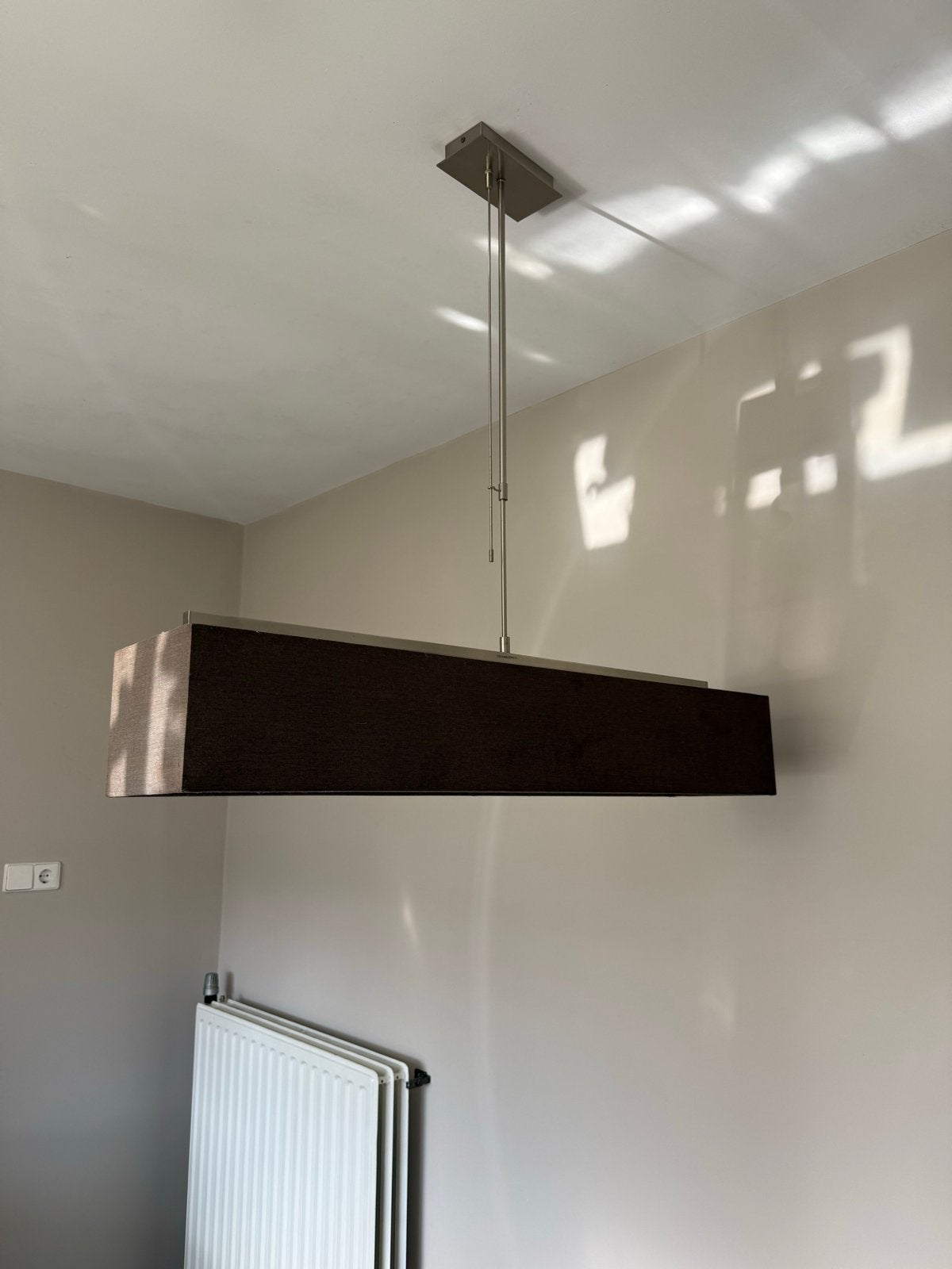 Moderne hanglamp met stoffen kap - perfect voor eettafel, Ophalen, Gebruikt, Metaal, E14 (klein)