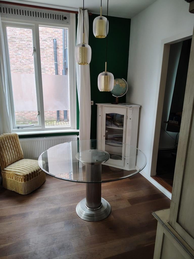 Tafel van Belgo Chrom of Romeo Rega Italië, Ophalen, Gebruikt, 100 tot 150 cm, Jaren 80