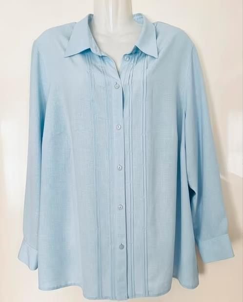 Erfo lichtblauwe blouse maat 48, Ophalen of Verzenden, Zo goed als nieuw, Maat 46/48 (XL) of groter, Blauw