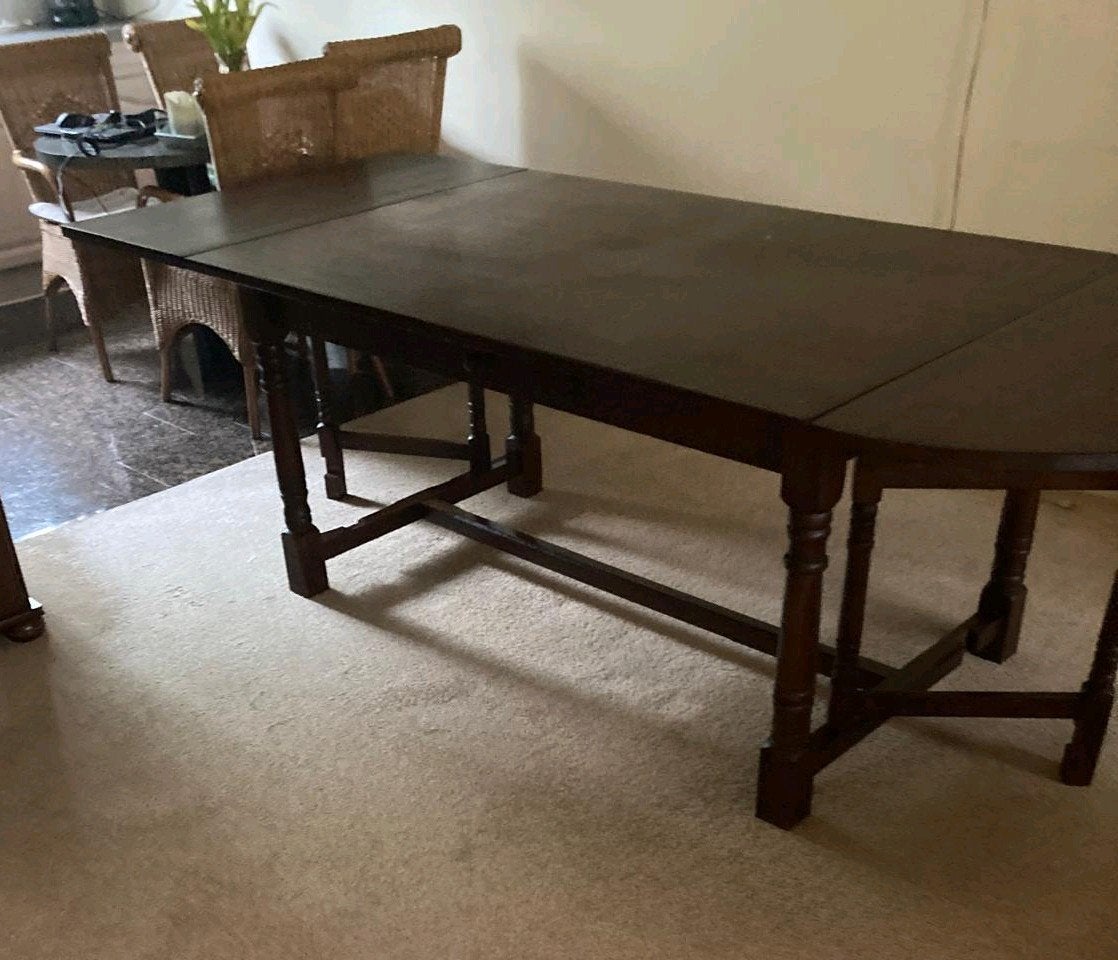 Prachtige eetkamertafel met 2 inklapbare bladen, Ophalen, Gebruikt, 100 tot 150 cm, Klassiek