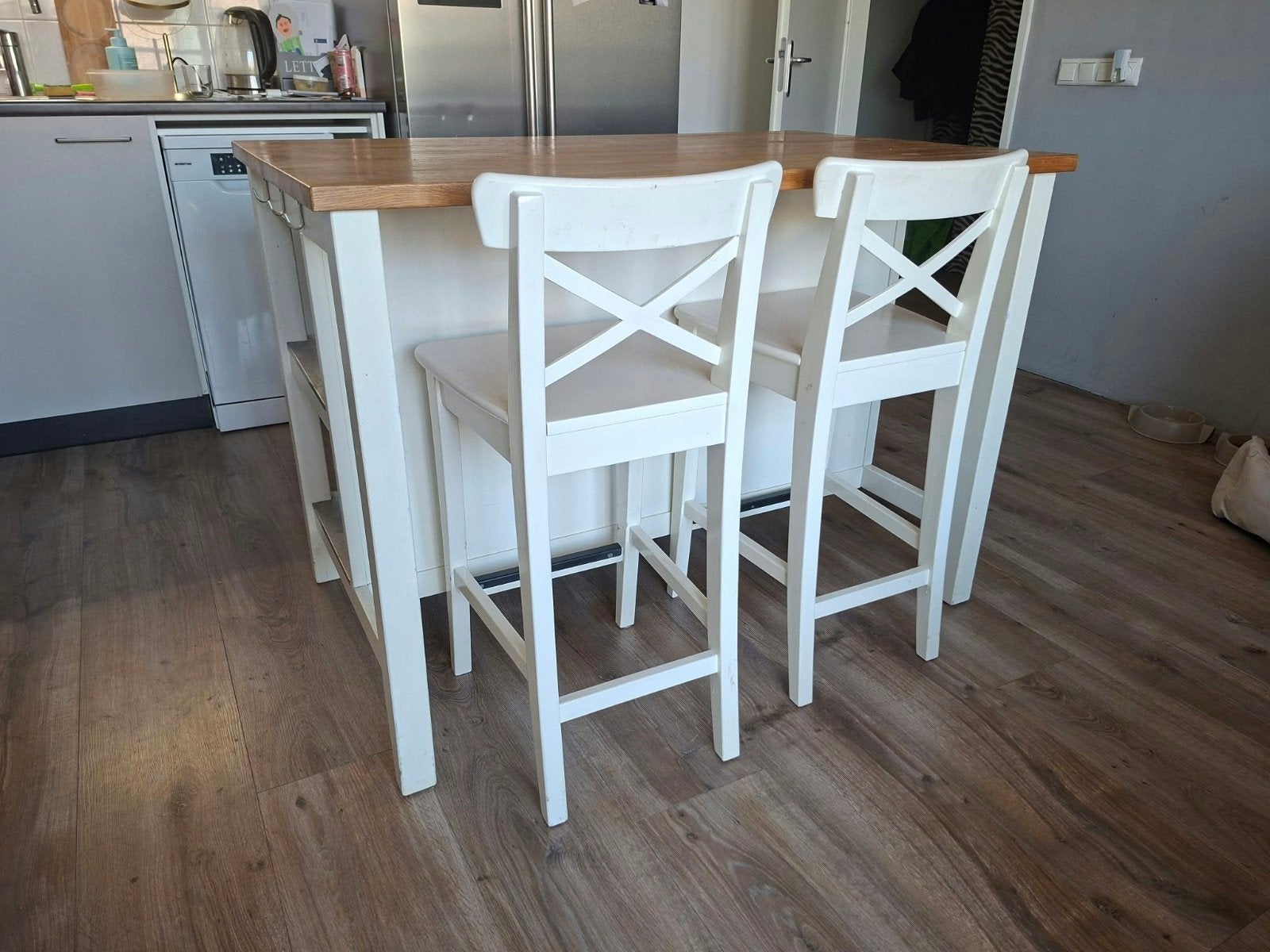 Keukeneiland met barkrukken - IKEA Stenstorp, Huis en Inrichting, Ophalen, Tot twee personen, Rechthoekig, Modern, Landelijk