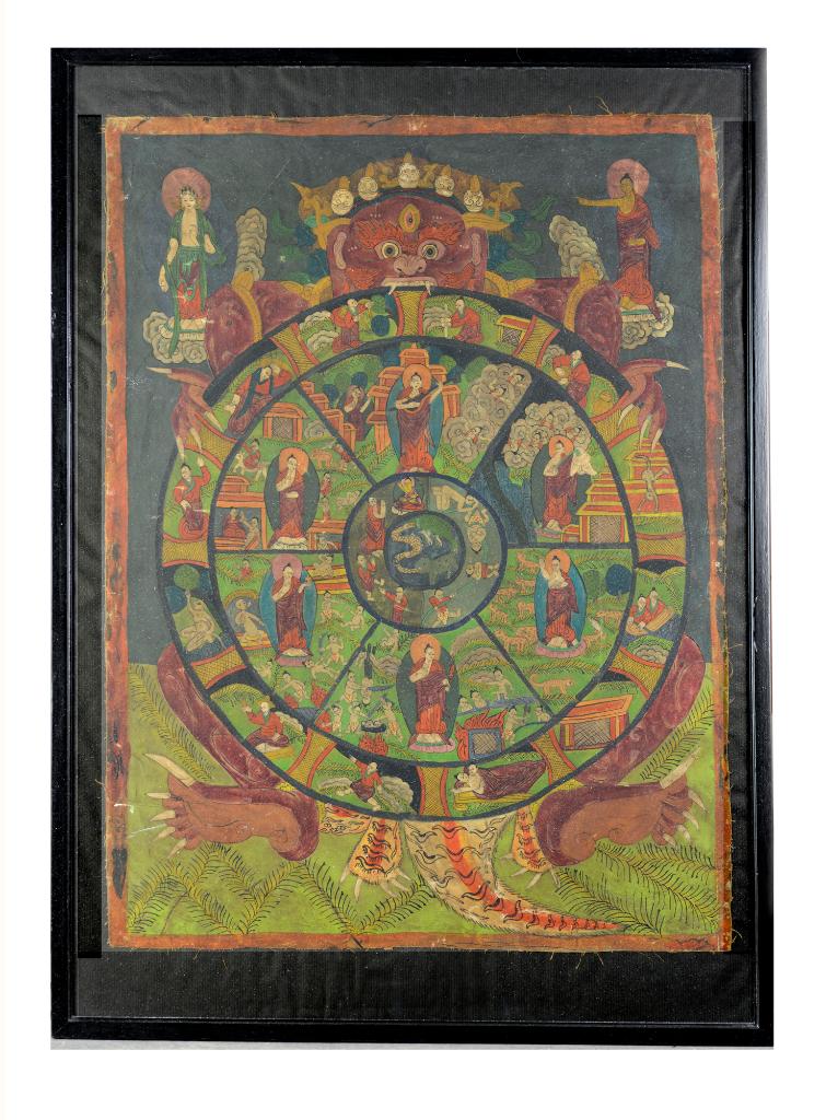 Oude Tibetaanse Thanka, Ophalen of Verzenden