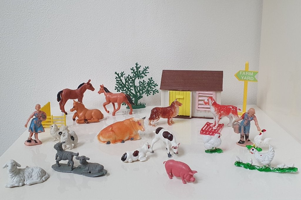 Vintage Farm set met 24 figuren - made in Hong Kong, Ophalen of Verzenden