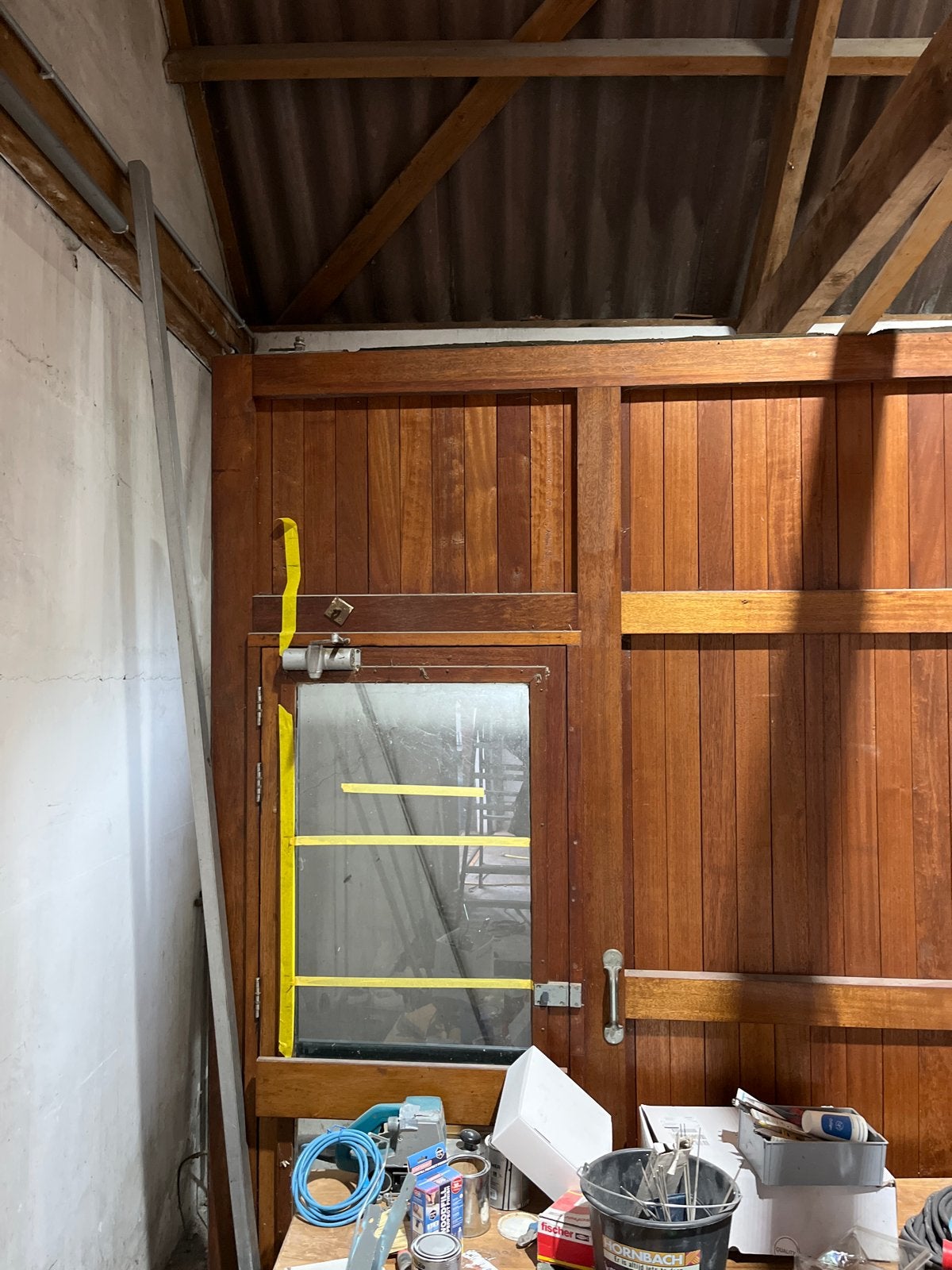Houten Garagedeur met Loopdeur - 280x270 cm, Gebruikt, Garagedeur, Ophalen of Verzenden, Hout