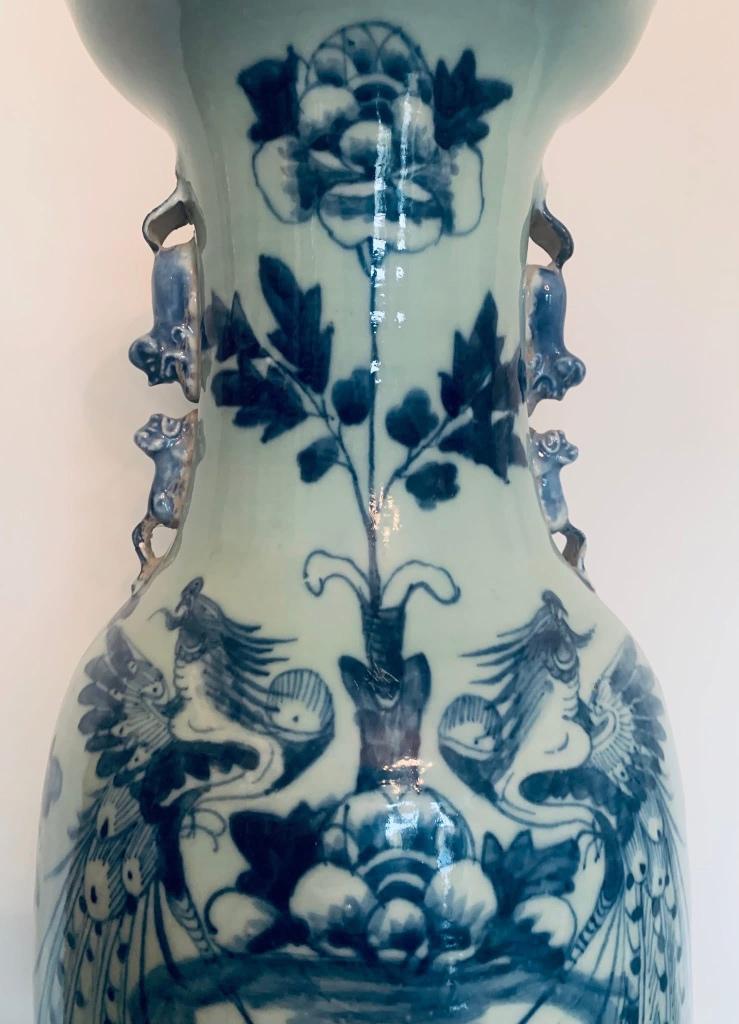 MAGNIFICENT 3 CELADON BLUE WHITE ANTIQUE VASES SINCE XIX, Ophalen