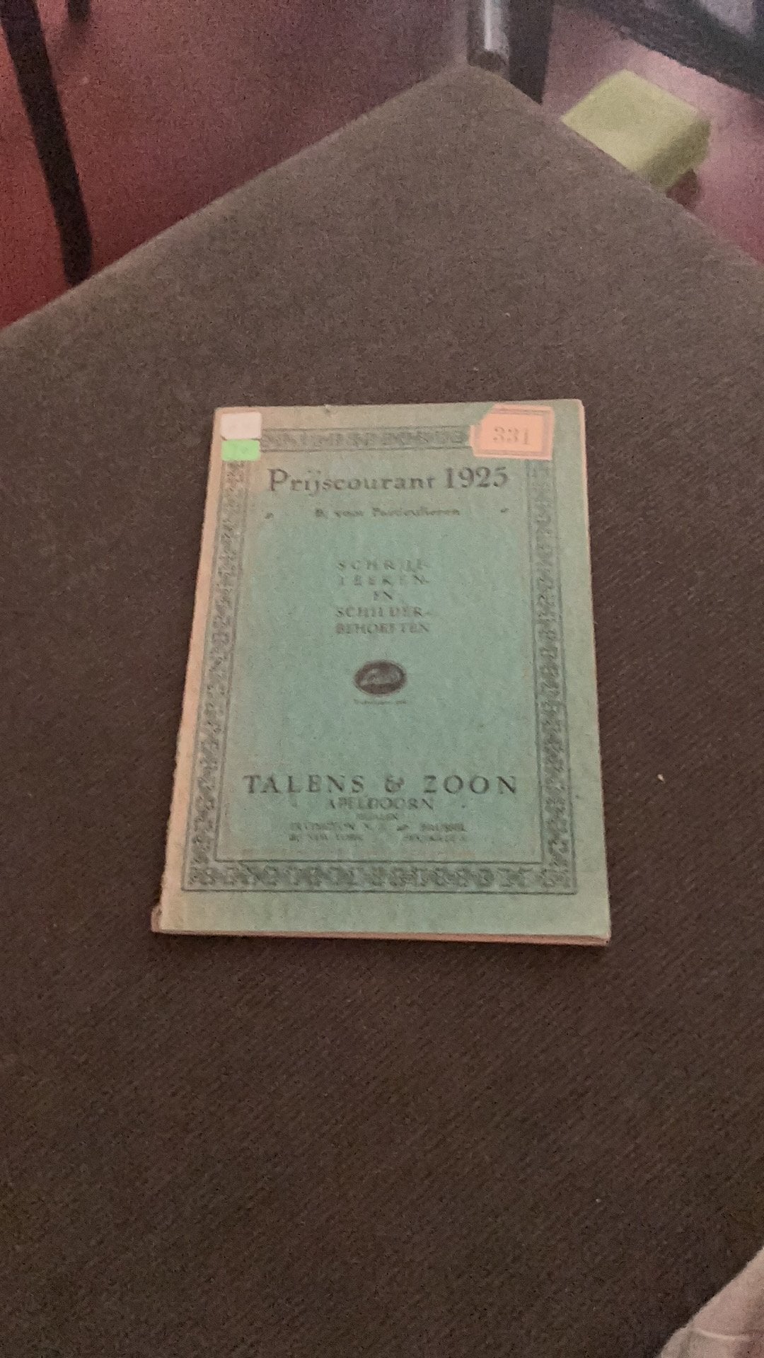 Prijscourant 1925 - Talens & zoon Apeldoorn, Boeken, Ophalen of Verzenden, Zo goed als nieuw, Catalogus
