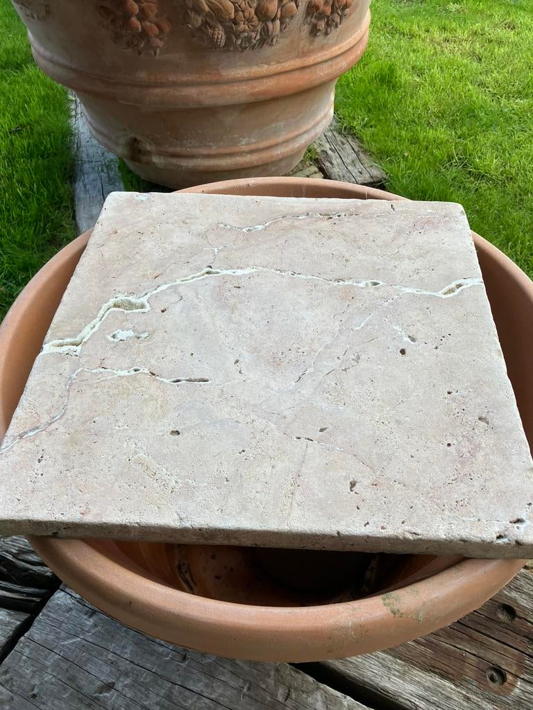 Italiaanse Travertin, Tuin en Terras, Tegels en Klinkers, Ophalen, Gebruikt, Natuursteen, Terrastegels