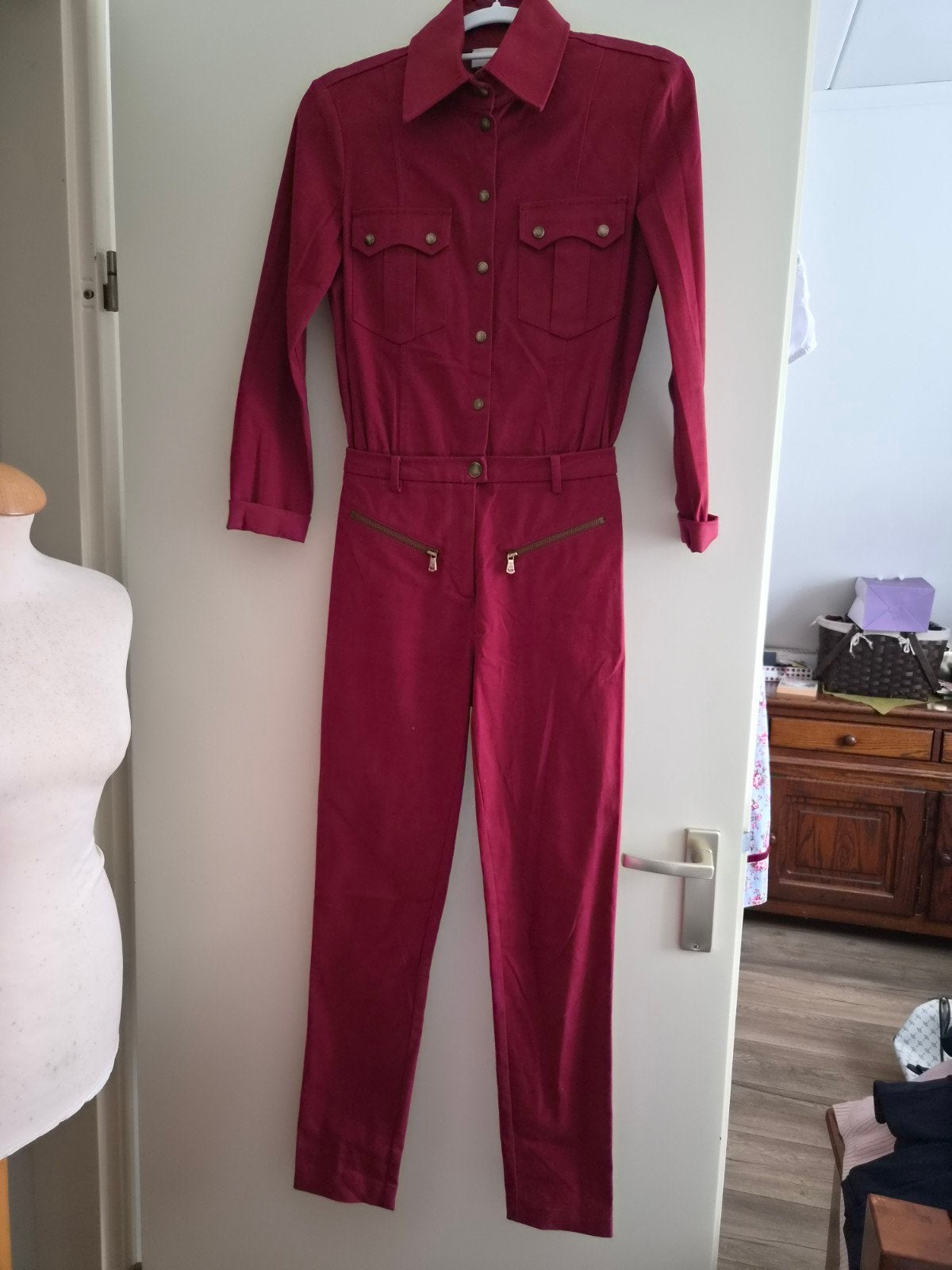 Patrizia Pepe Jumpsuit - Bordeauxrood, Ophalen of Verzenden, Zo goed als nieuw, Patrizia Pepe, Maat 34 (XS) of kleiner