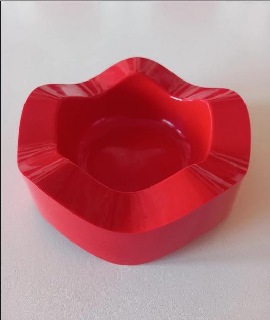Rode vintage Space Age '60s / '70s melamine asbak van Helit, Ophalen of Verzenden, Zo goed als nieuw, Asbak