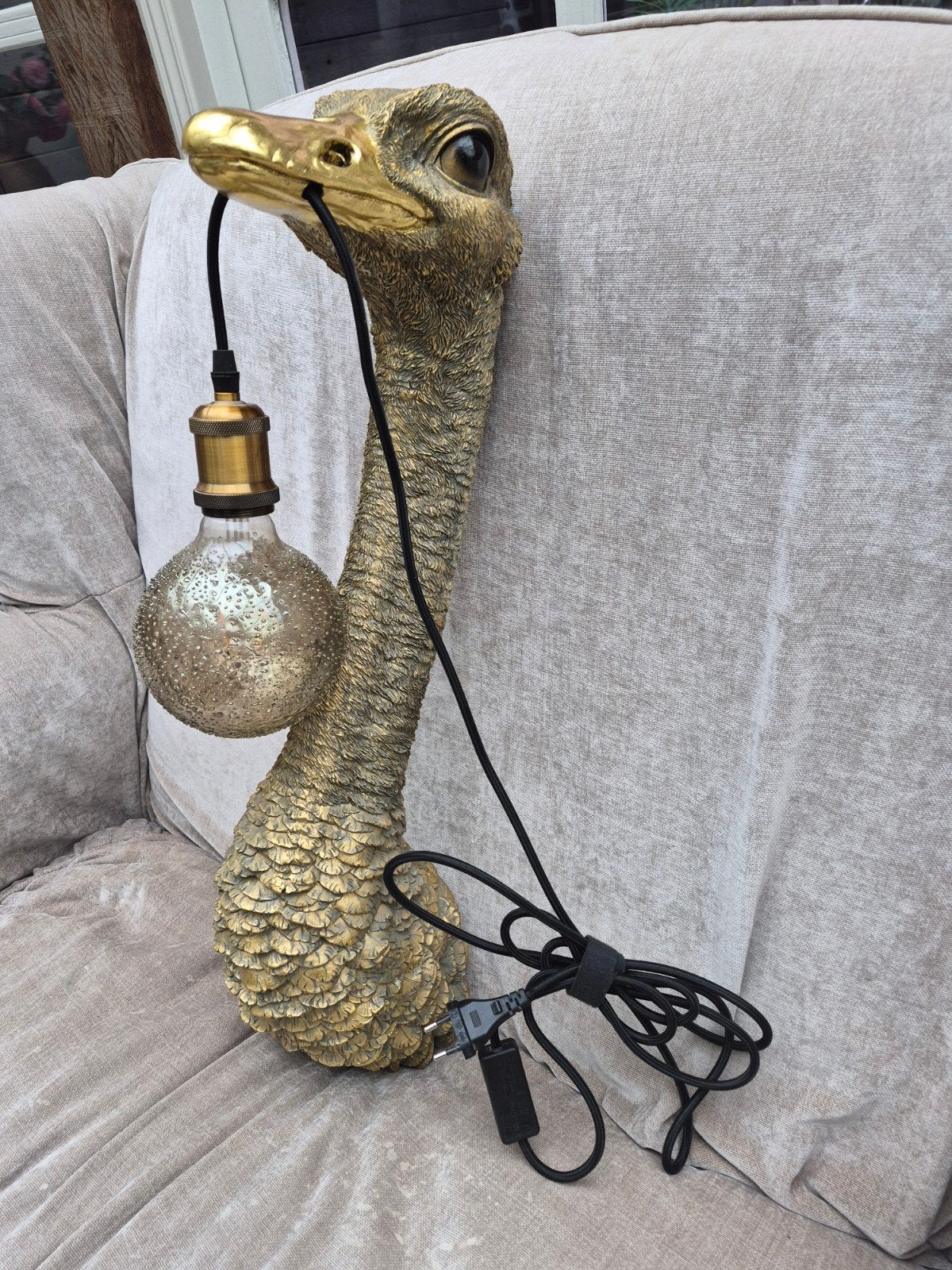 Prachtige unieke struisvogel lamp, Ophalen of Verzenden, Design