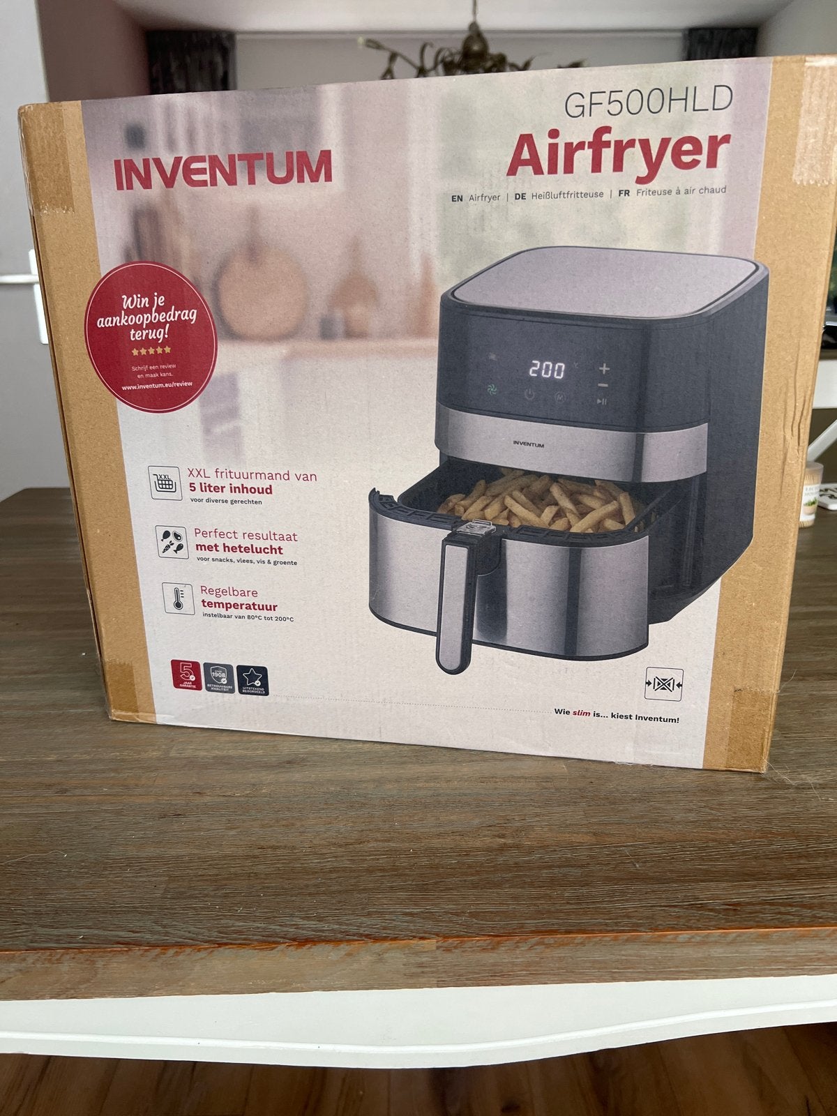 Inventum Airfryer GF500HLD - Gloednieuw in doos!, Ophalen, Nieuw, Airfryer, 1500 gram of meer