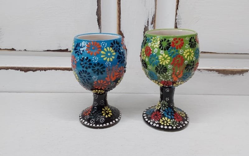 2 traditionele Kutahya bekers, Turkije, Ophalen of Verzenden