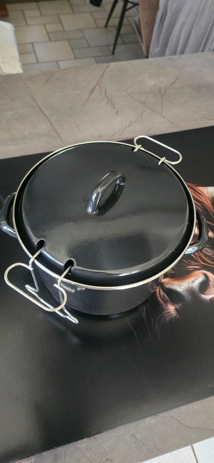 emaille frietpan op gas, Frituurpan, Gebruikt, Met handvatten, Ophalen of Verzenden