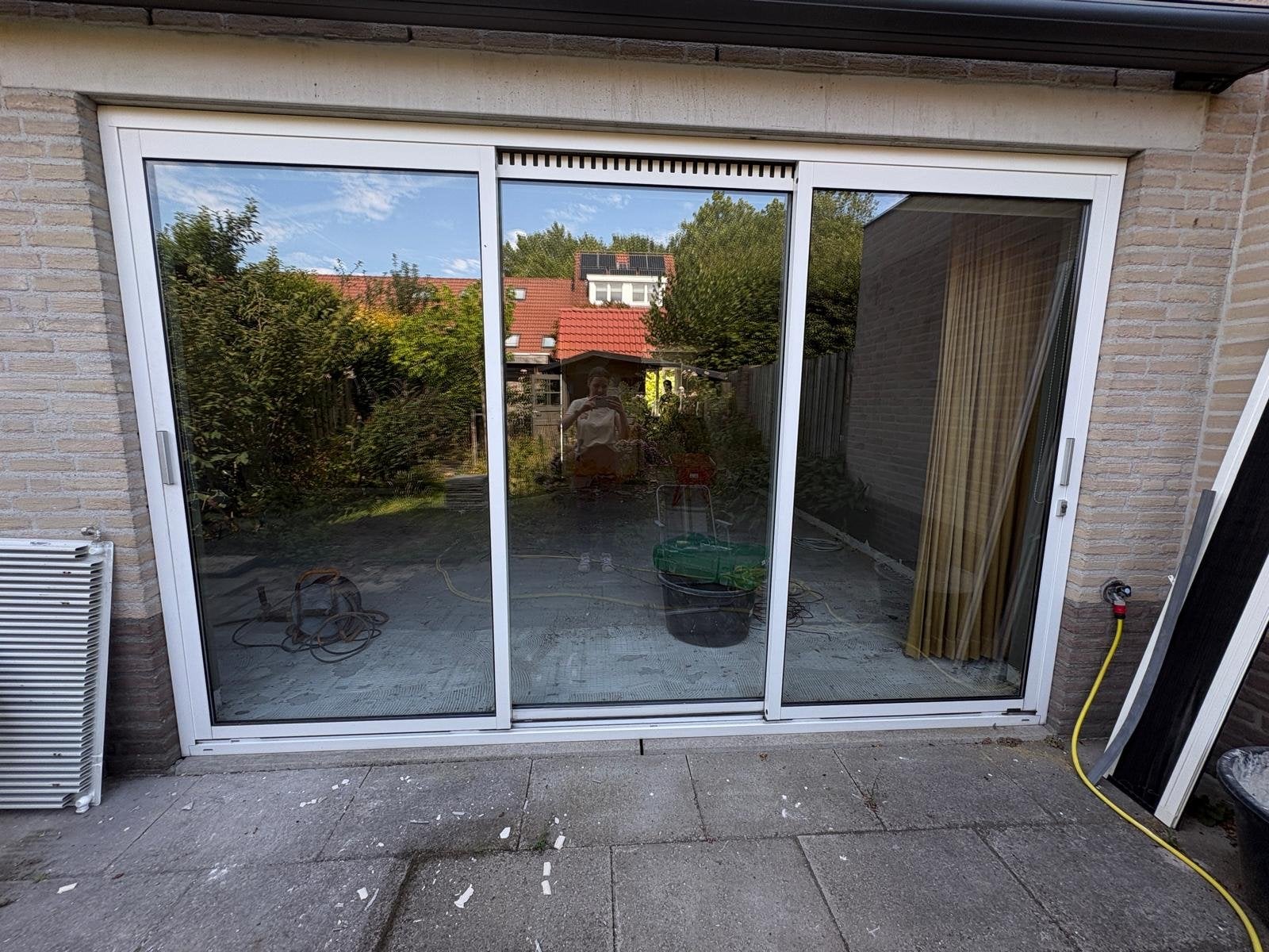 Grote schuifpui met 3 delen, wit kunststof, Ophalen, Kunststof, Gebruikt, Buitendeur