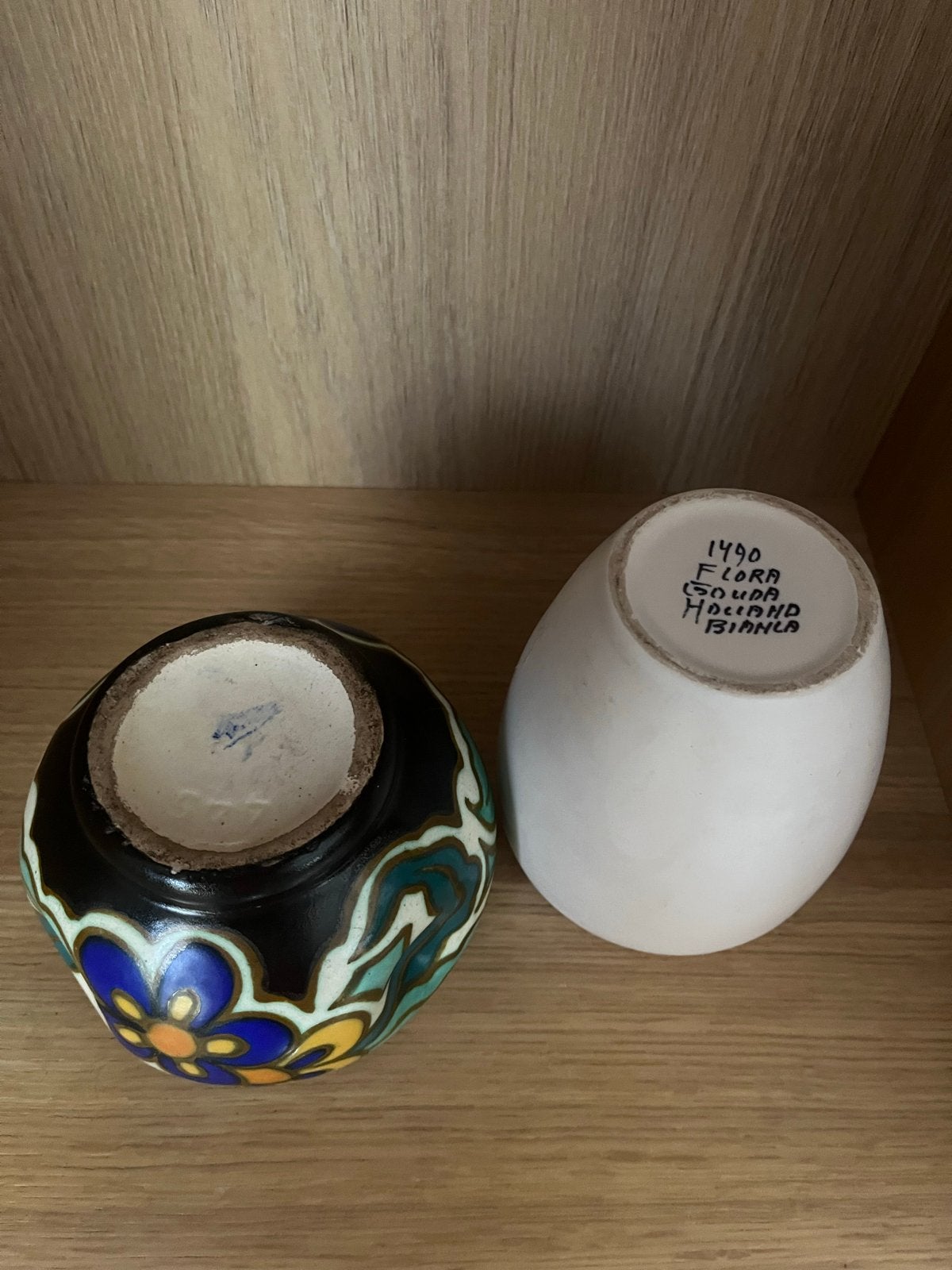 Set van 2 plateel vazen - Vintage, Antiek en Kunst, Antiek | Vazen, Ophalen of Verzenden
