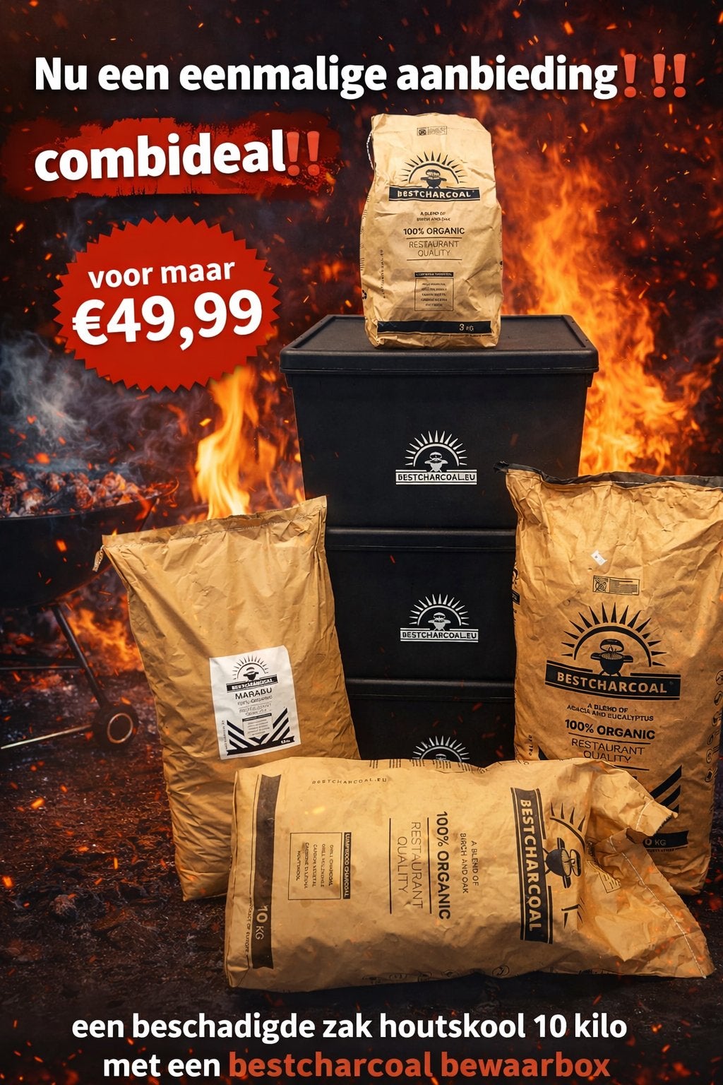 Houtskool met met een bewaarbox !!! Zie advertentie OP=OP !!, Ophalen, Nieuw