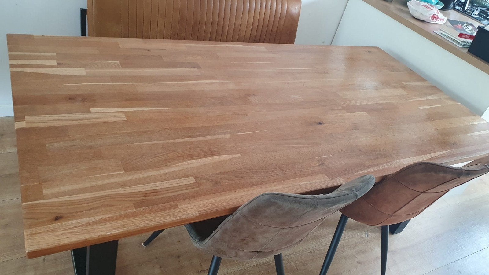 Houten eettafel, Huis en Inrichting, Tafels | Eettafels, Gebruikt, 200 cm of meer, Rechthoekig, 50 tot 100 cm