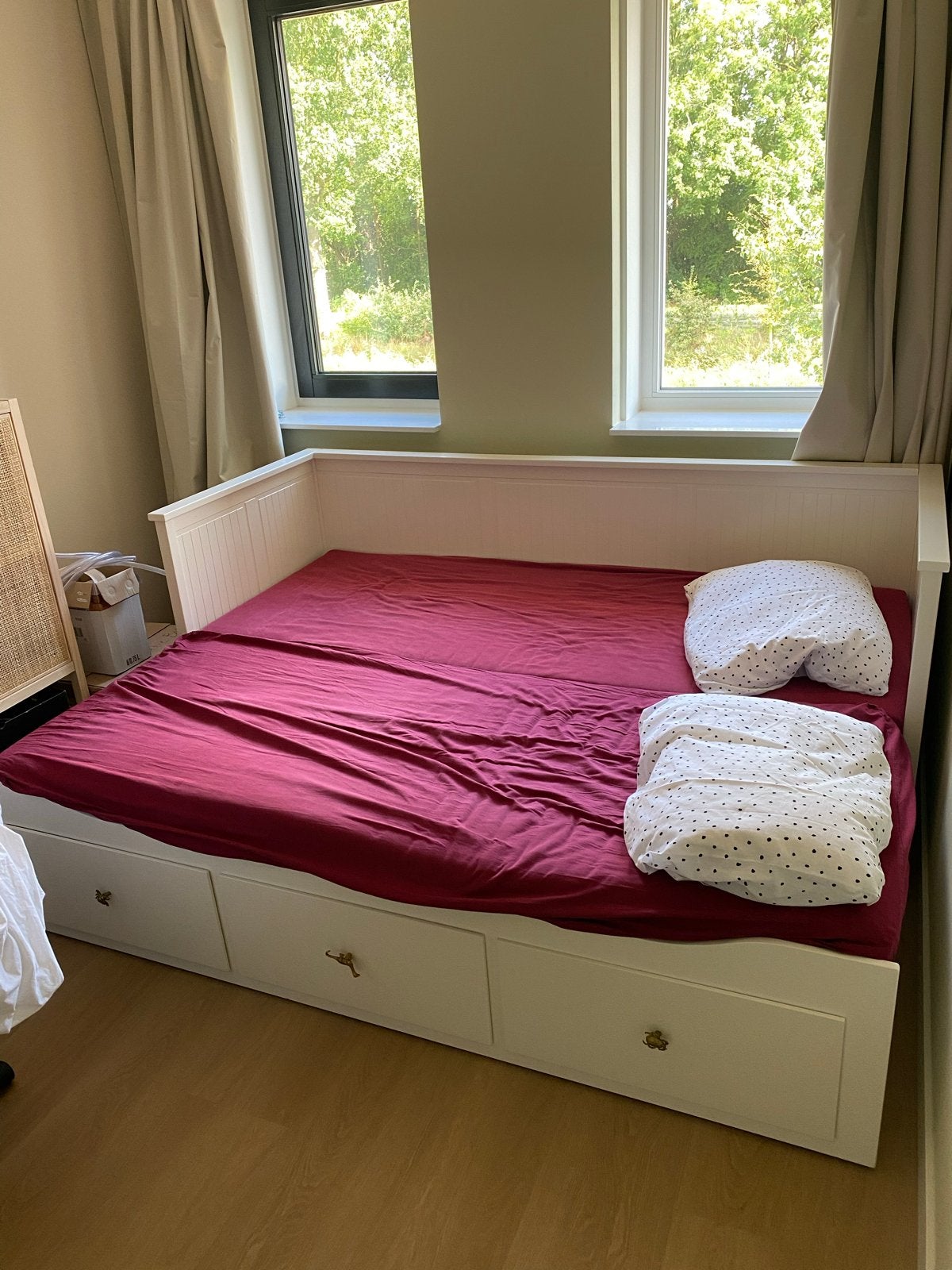 IKEA Hemnes Bedbank met 3 lades - Wit, Ophalen, Wit, Tweepersoons, 200 cm