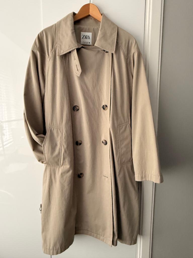 zara khaki oversized trenchcoat trench coat | s, Verzenden, Nieuw, Maat 36 (S), Overige kleuren