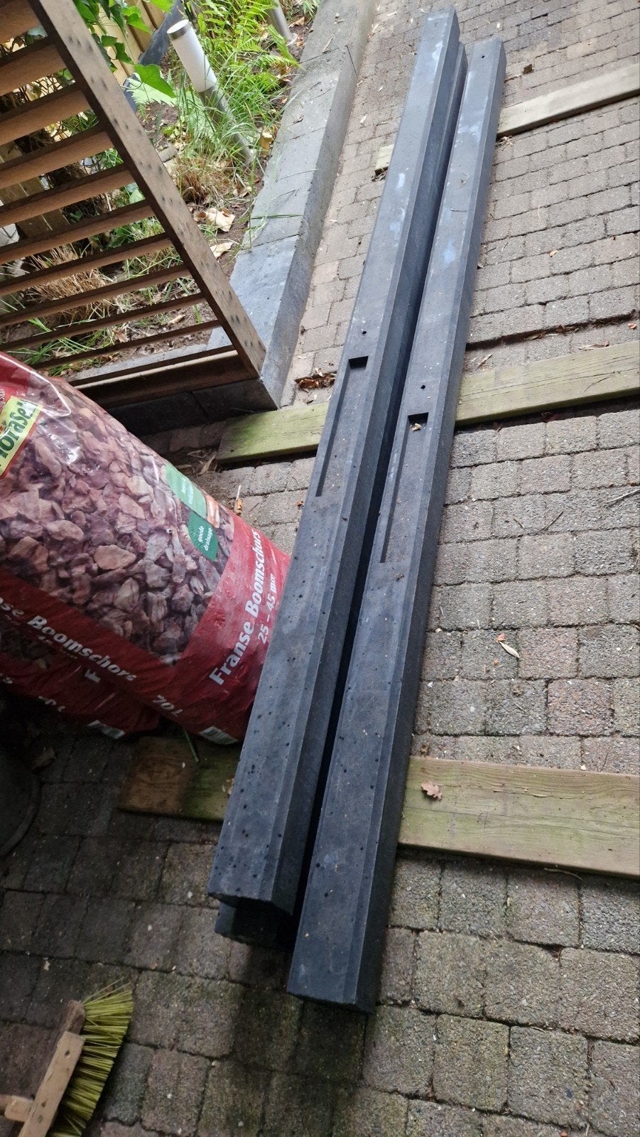 3 stuks Betonnen schuttingpalen diamantkop 10x10x280 cm antr, Ophalen, Nieuw