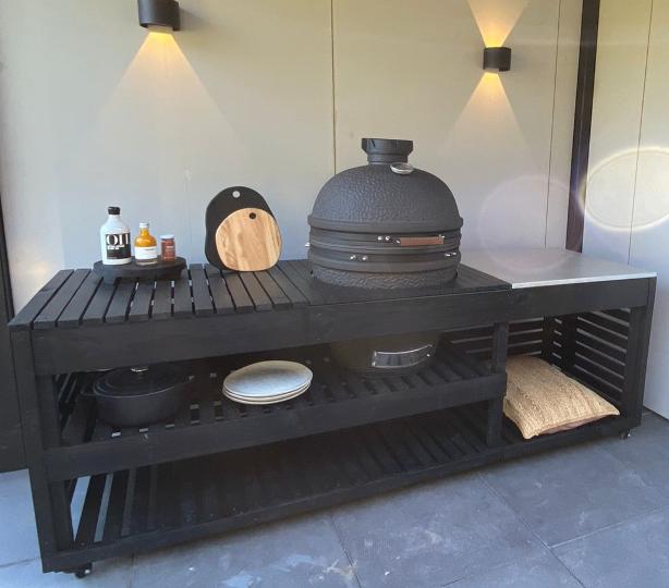 Eigentijds Scandinavisch design kamado tafel/ buitenkeuken, Ophalen of Verzenden, Houtskool