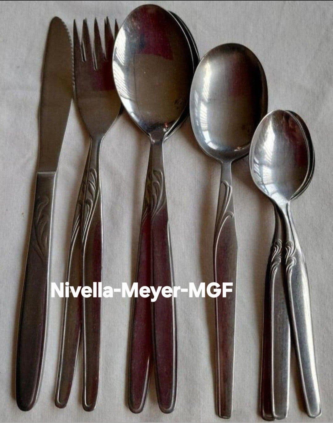 Nivella Meyer MGF bestek met slingerende blaadjes, Ophalen of Verzenden, Rvs of Chroom