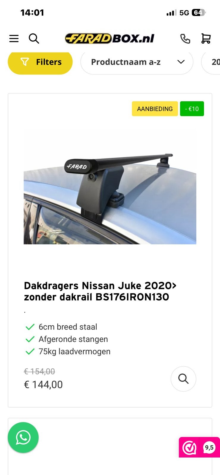 Nissan Juke dakdragers, Ophalen of Verzenden, Gebruikt