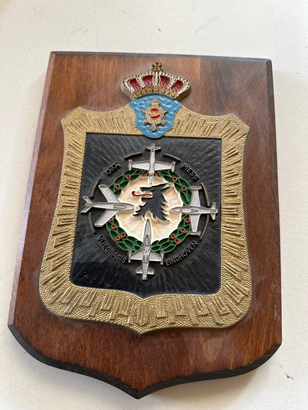 Luchtmacht Wandschild O.O. Mess Vliegbasis Eindhoven, Ophalen of Verzenden, Luchtmacht, Nederland, Overige typen
