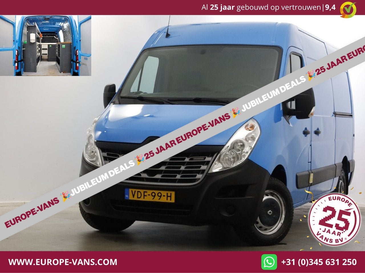 Renault Master T35 2.3 dCi 130pk E6 L2H2 Airco/Inrichting/2x, Auto's, Gebruikt, Euro 6, 4 cilinders, 2500 kg