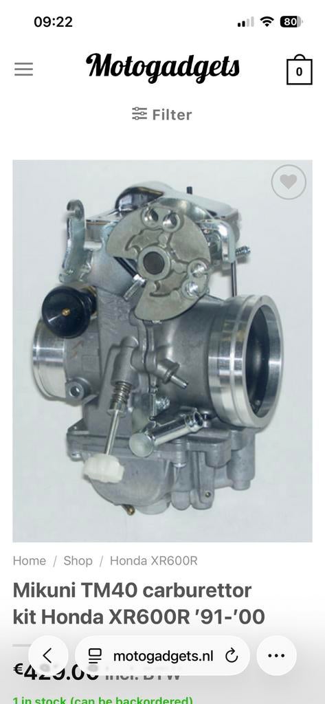 Mikuni TM40 carburateur kit XR600 en TM36 kit XR400, Ophalen, 7715PV, Motogadgets, Nieuw
