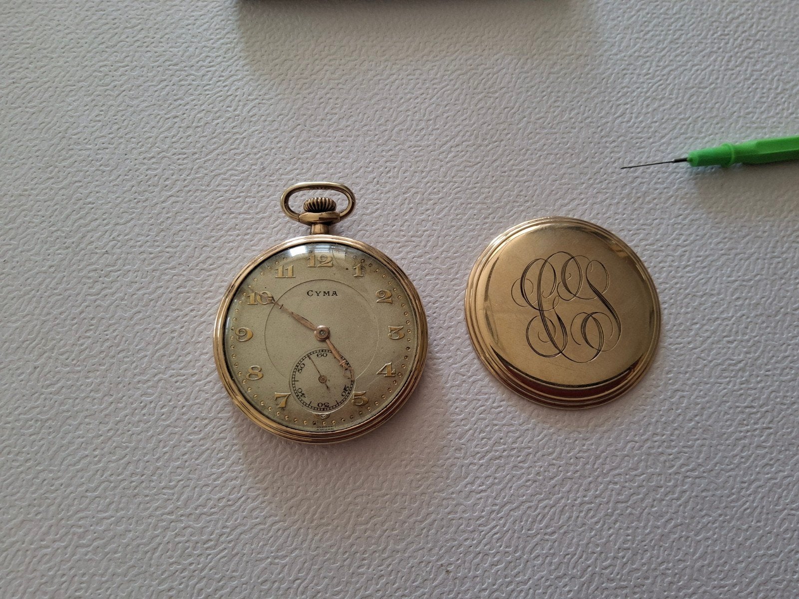 Antiek Cyma TAVANNES zakhorloge, verguld, Zwitsers, Ophalen of Verzenden, Overige materialen, Overige typen, Verguld