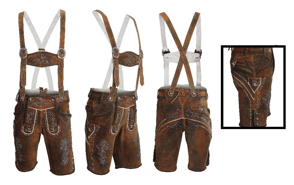 Lederhosen Heren Oktoberfest Heren Suede Leer Conic Fade, Maat 52/54 (L), AA Lederhosen, Carnaval, Nieuw