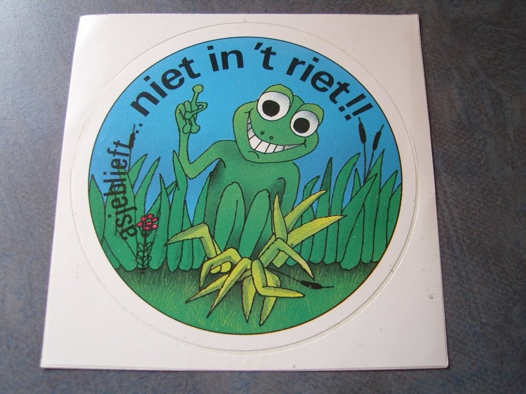 sticker anwb aktie asjeblieft... niet in 't riet - kikker, Ophalen, Zo goed als nieuw