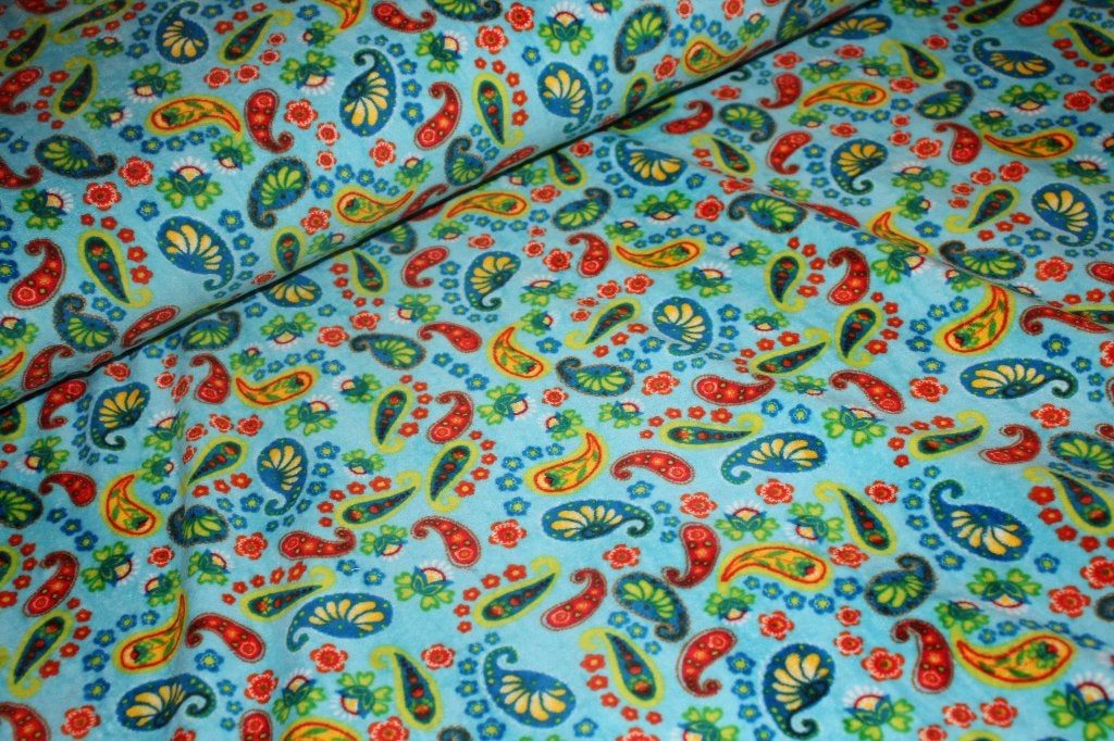 Terry cloth / velours badstof - blauw paisley design #3176, Hobby en Vrije tijd, Blauw, 120 cm of meer, Ophalen of Verzenden, Katoen