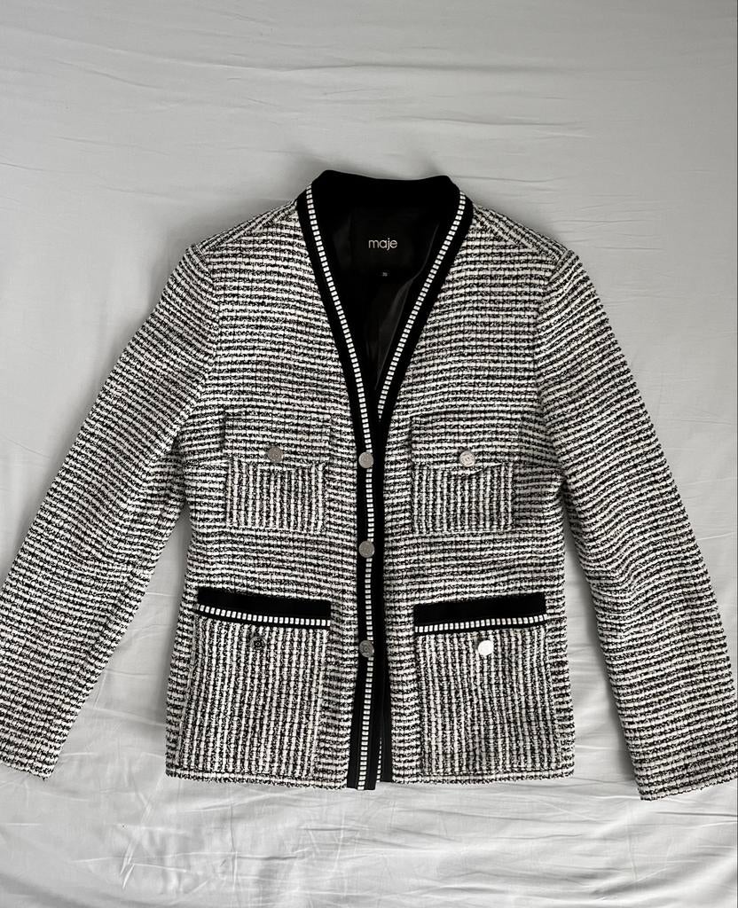Maje Zwart Witte Blazer Maat 36 Nieuw, Ophalen of Verzenden, Nieuw, Maat 36 (S), Zwart