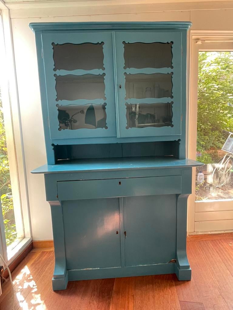 Blauwe buffetkast, Huis en Inrichting, Kasten | Buffetkasten, Ophalen, Gebruikt, 200 cm of meer, Landelijk