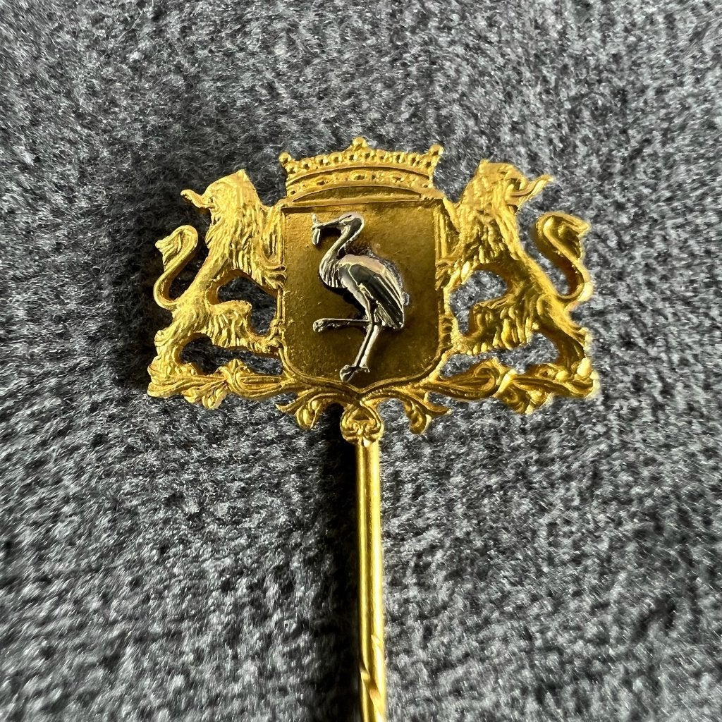 Gouden Broche | 14k | 1,94g | wapen Den Haag | 414881, 4 tot 7 cm, Gebruikt, Ophalen of Verzenden, Goud
