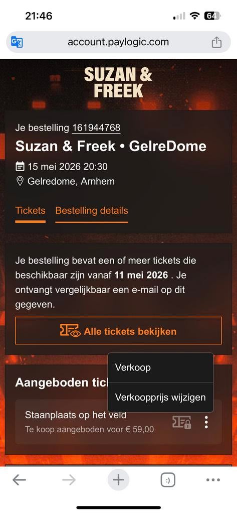2 tickets Suzan & Freek op 15 mei, Twee personen, Mei