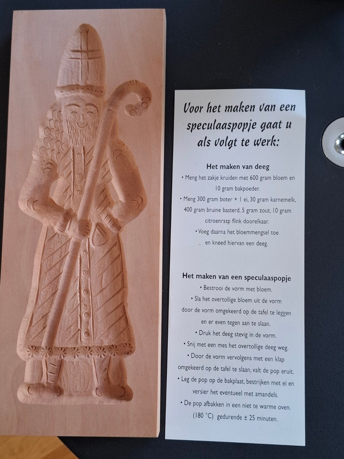 Speculaaspop vorm Sinterklaas van hout (nieuw), Overige thema's, Overige typen, Nieuw, Overige merken