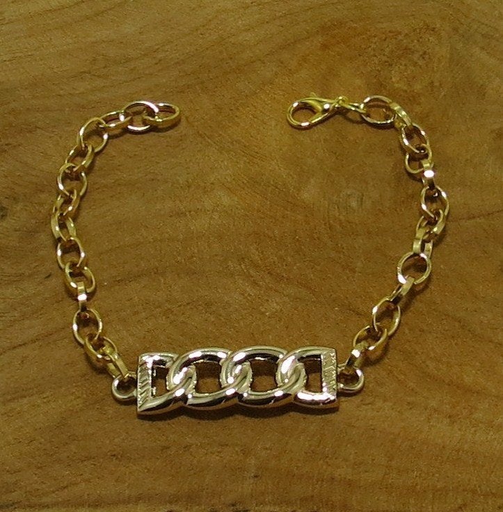 Goudkleurige Jasseron Armband met Fantasie Tussenstuk, Marktplaats@koningsieraden.nl, Overige materialen, Verzenden, Nieuw