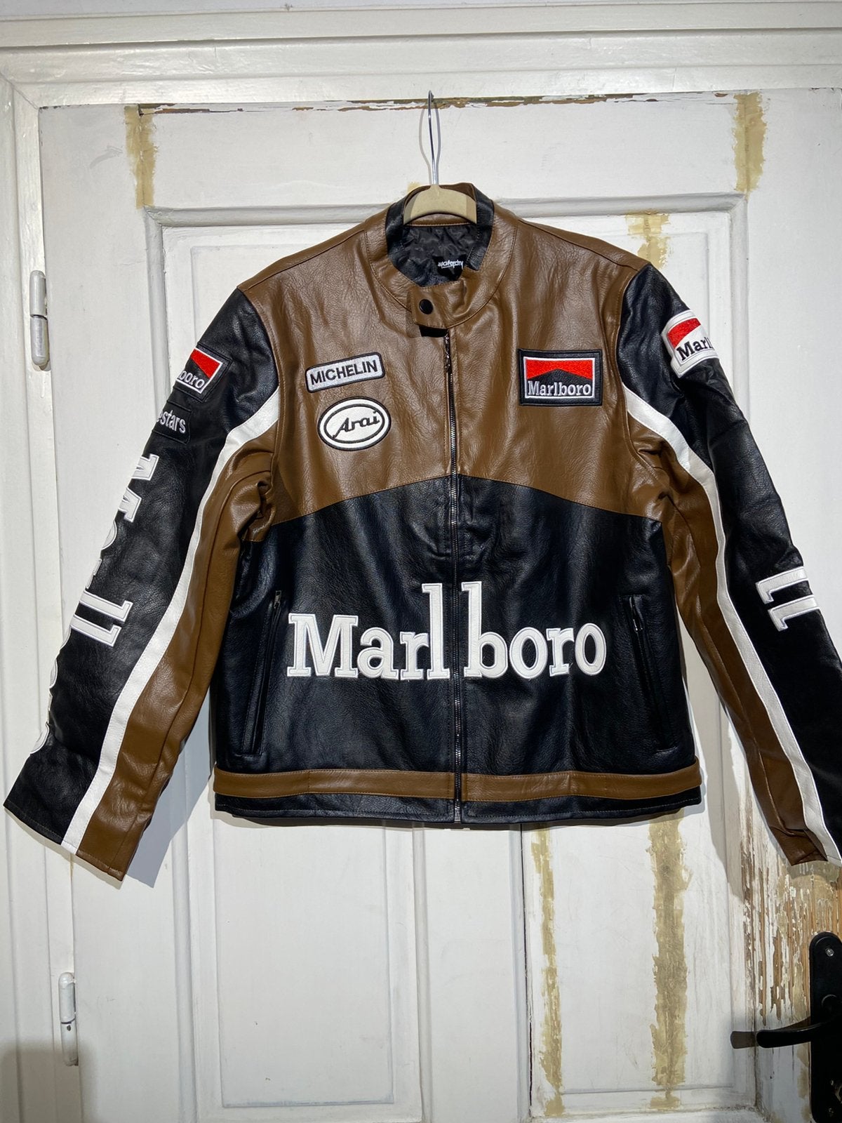 Marlboro Racing-jas (maat M) Lederlook brown, Ophalen of Verzenden, Nieuw, Maat 48/50 (M), Bruin