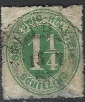 D 21 - 1864 - Schleiswijk-Holstein/1 1/4 sch, Ophalen of Verzenden, Overige landen, Gestempeld