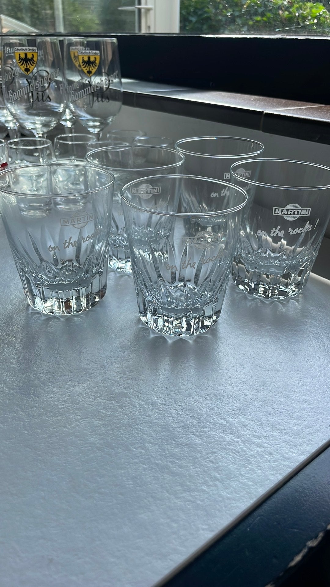 5 martini on the rocks glazen, Verzamelen, Glas en Borrelglaasjes, Ophalen, Zo goed als nieuw, Overige typen