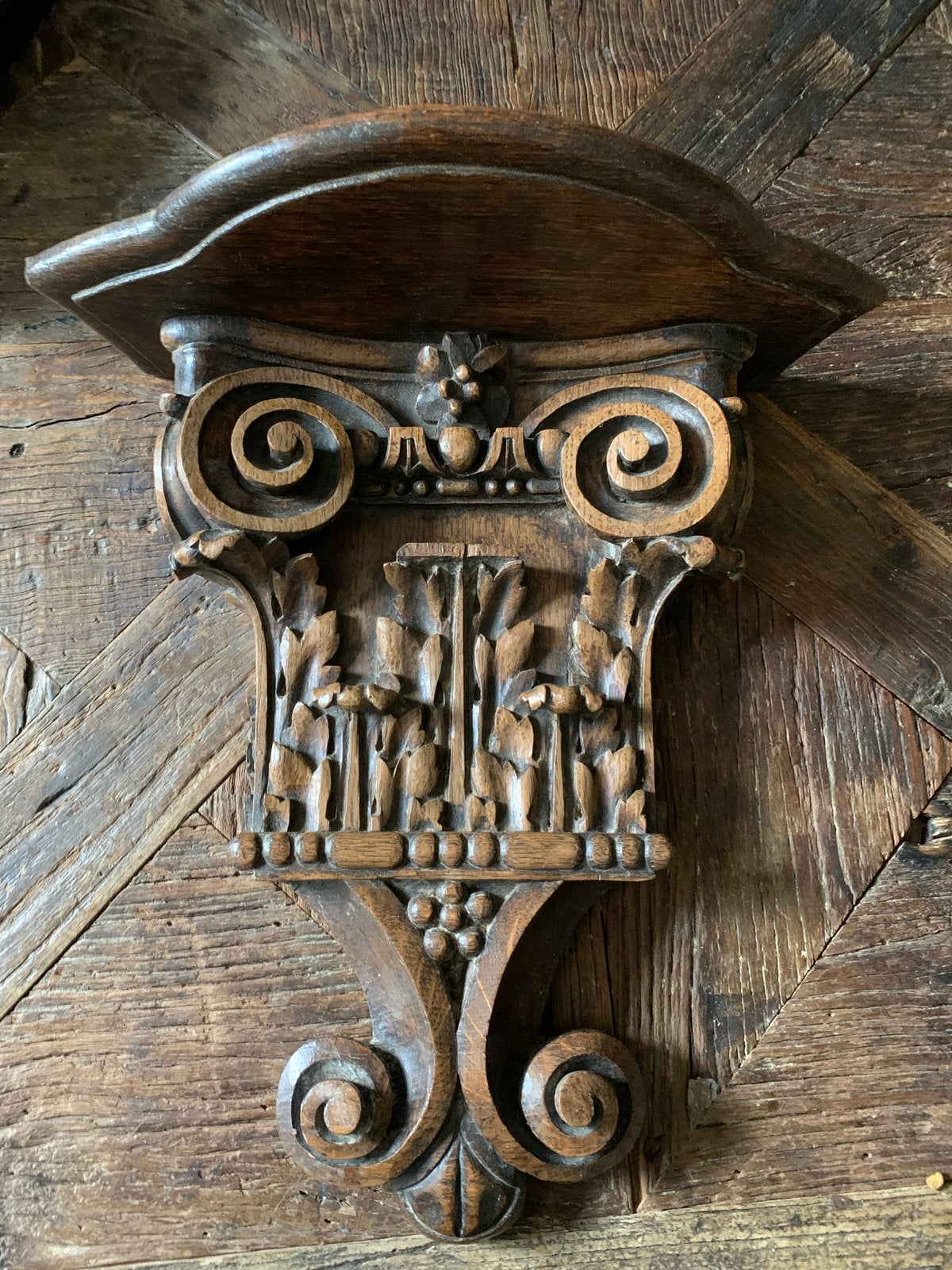 Antieke kerkelijke console, eikenhout, ca. 1850, Ophalen of Verzenden