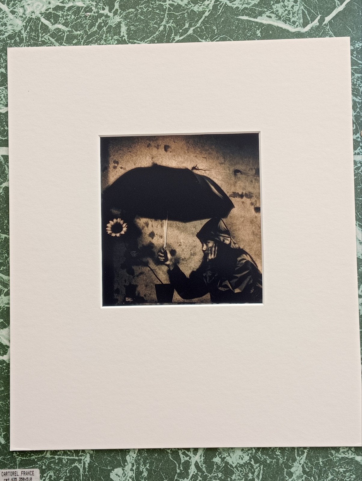 2 foto's modellen met zonnebloemen 1 gesigneerd, Ophalen of Verzenden