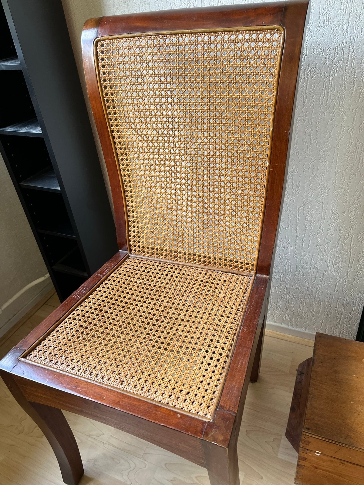 Teakhouten stoel met rieten zitting en rugleuning, Antiek en Kunst, Ophalen