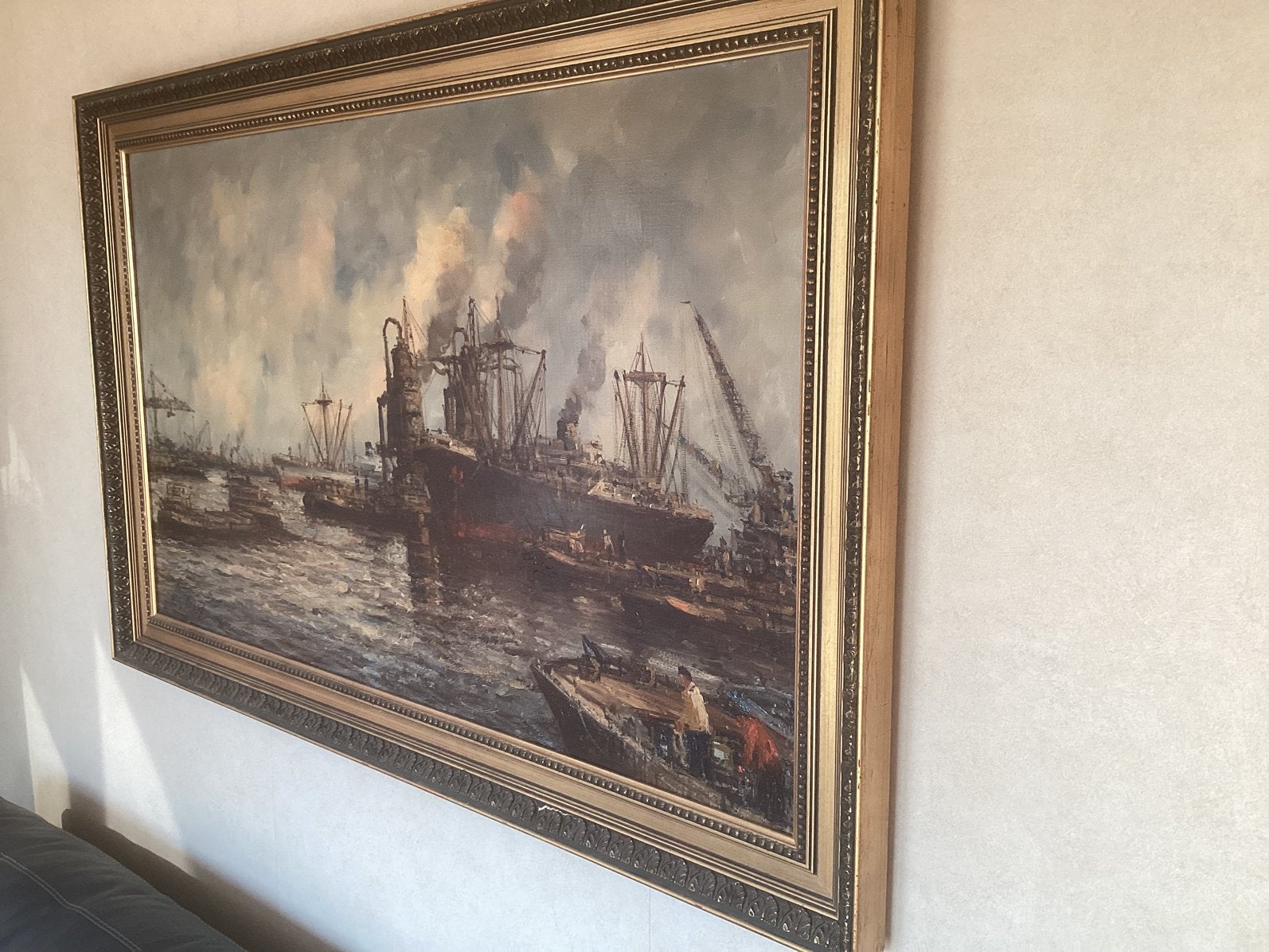 Haven Rotterdam Wim Bos 110/72, Ophalen, Origineel werk, Maritiem / water, Doek