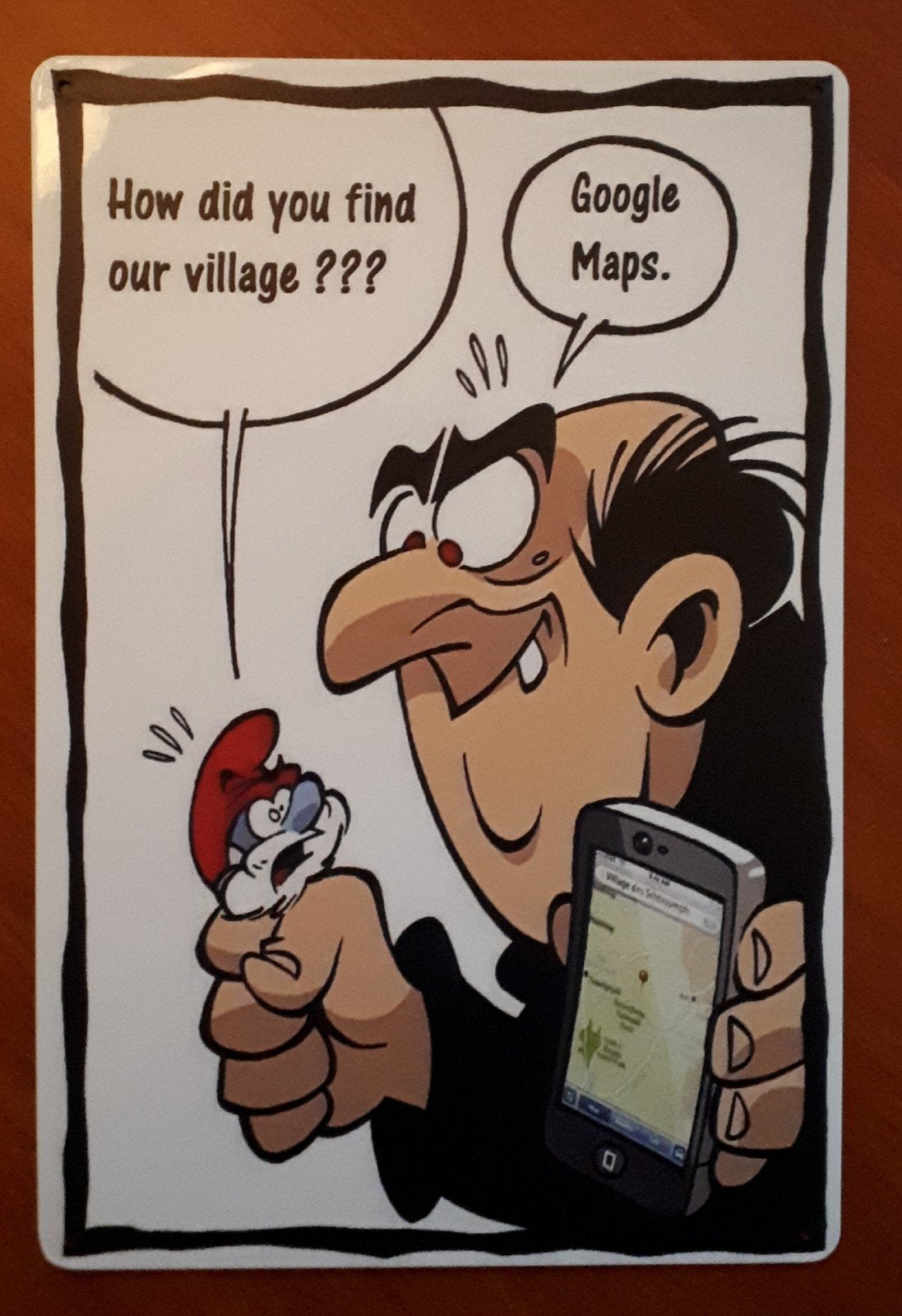 De Smurfen Google Maps 20x30 cm Metalen Reclamebord, Ophalen of Verzenden, Nieuw, Reclamebord