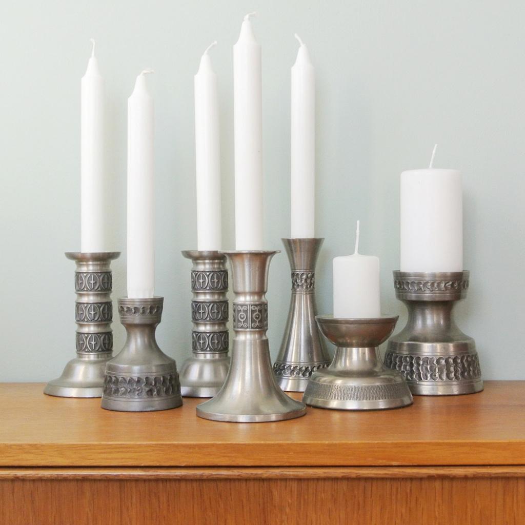 Scandinavische KANDELAREN tin Oslo Metal Noors vintage MCM, Antiek en Kunst, Ophalen of Verzenden